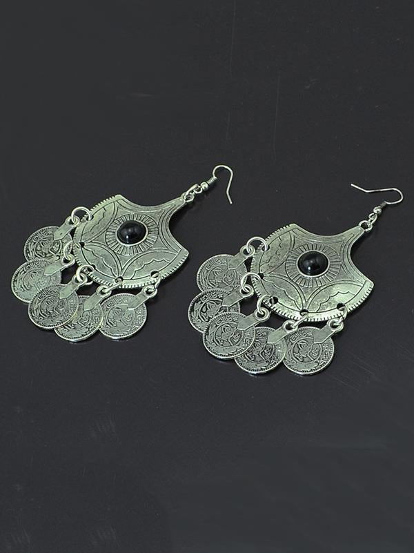 Retro Bohemia Coin Tassels Turquoise Earrings