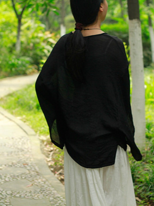 LOOSE SOLID COTTON VINTAGE BLOUSES