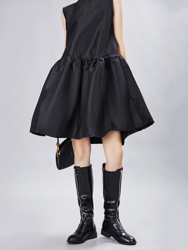 Simple Black Sleeveless Short Dress