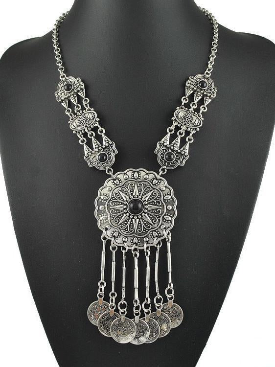 Bohemia Carving Coin Tassels Necklaces Accessories
