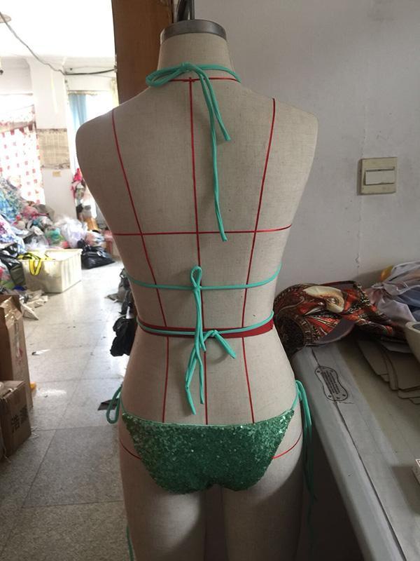 Sequins Decorated Rhinestone Bikinis Swimwear