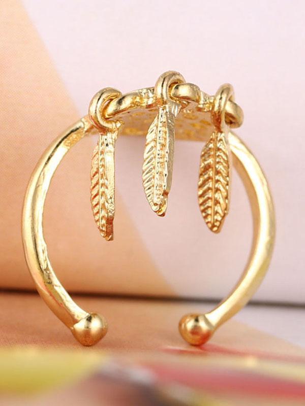 Vintage Hollow Feather Rings Accessories