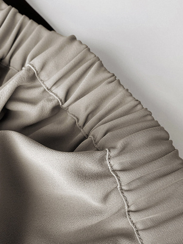 Stylish Solid Color Asymmetric Split-Front Elastics A-Line Skirts