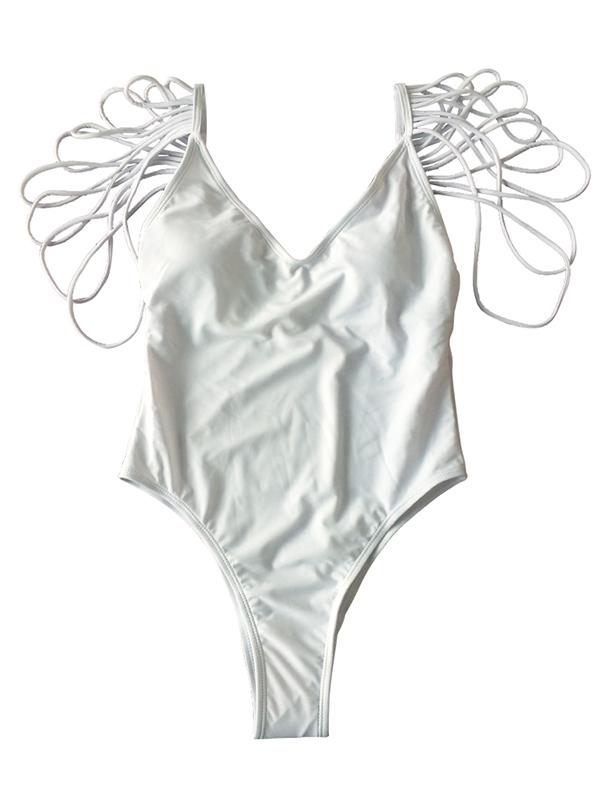 Sexy Backless Tassels One-piece Swimwear