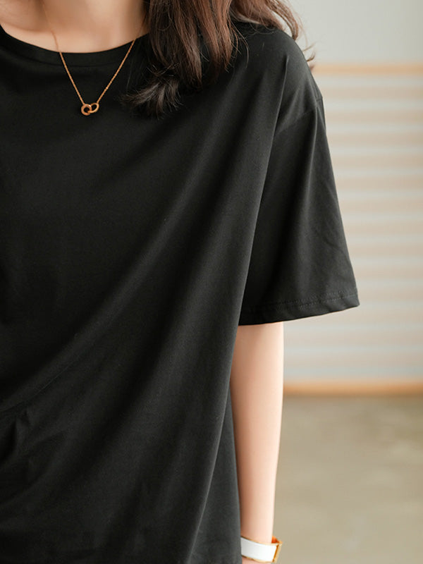 Urban Irregularity Round-Neck T-Shirts Tops