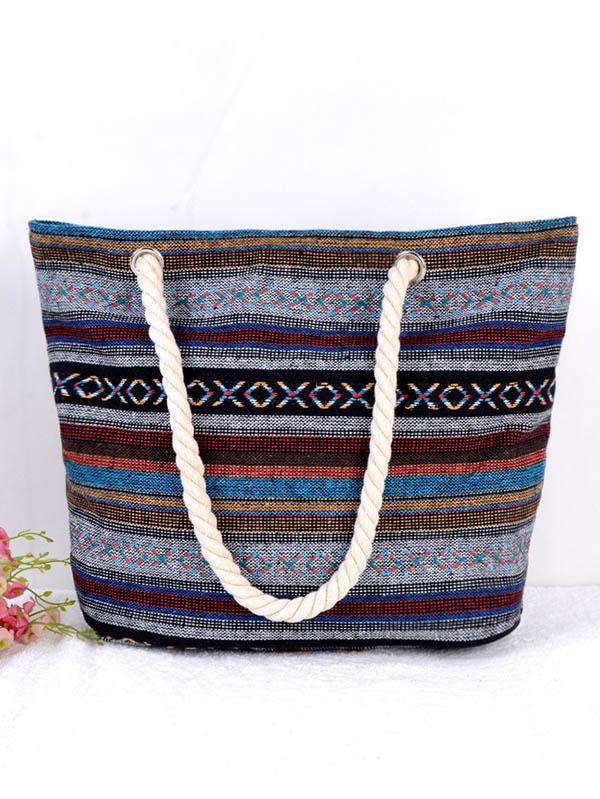 Bohemia Canvas Geometry Floral Bag