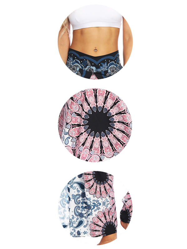 Bohemia Floral Printed Elastics Wide Leg Yoga Pants