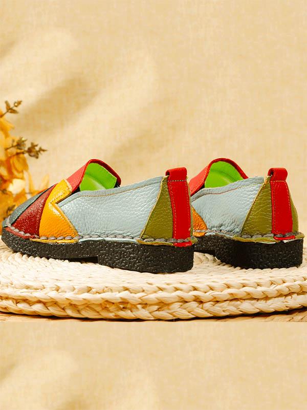Multicolor Split-joint Slip-on Shoes