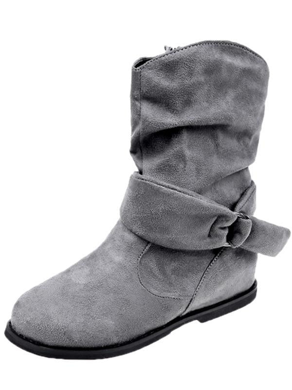 Solid Color Bandage Flat Boots Shoes