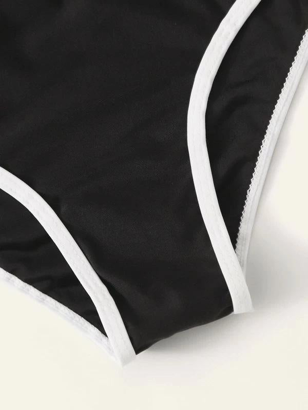 Sports Solid Color Bandage Three Pieces Bikini Swimsuit