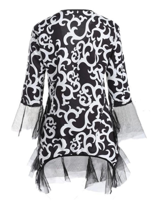 Vintage Printed Wrap Blouses&Shirts Tops