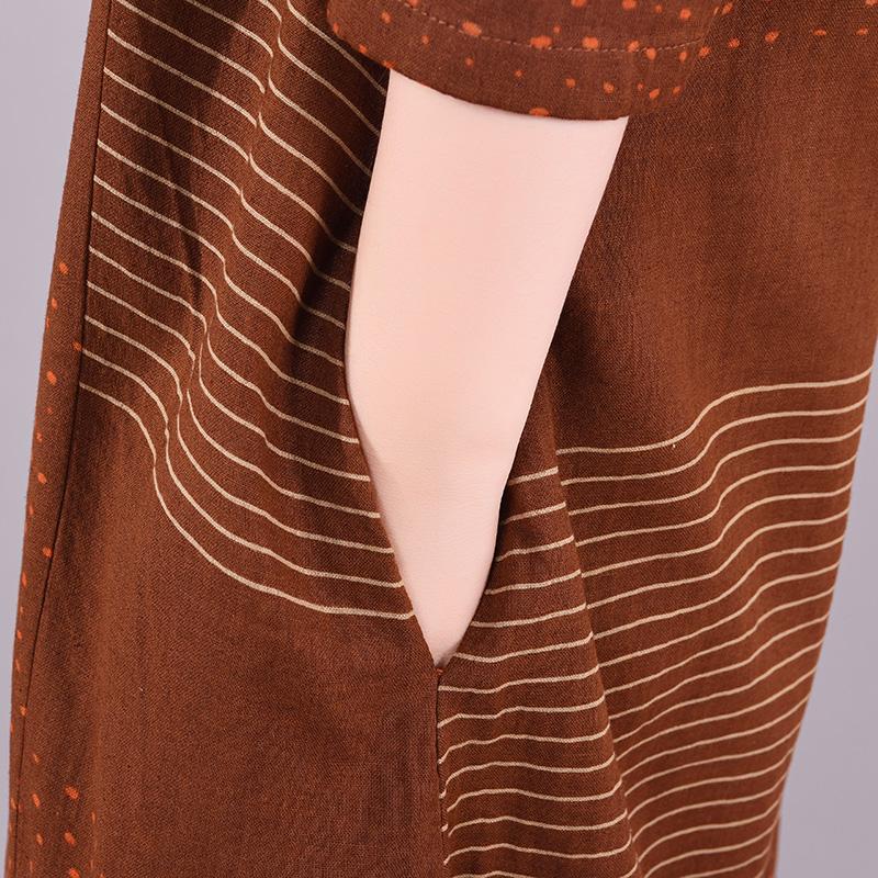 Buykud Wave Point Stripe Retro Casual Comfortable Dress