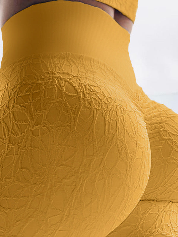 High Waisted Solid Color Screwthread Leggings