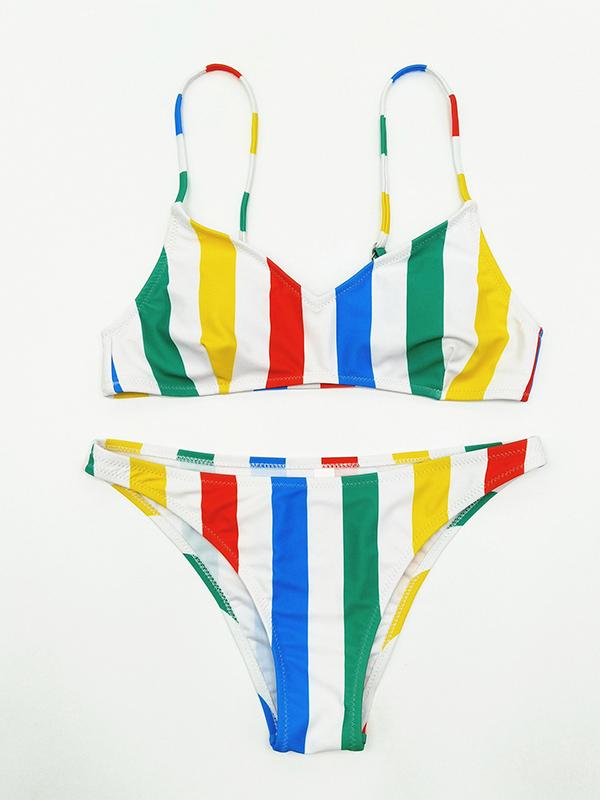 Rainbow Strips Sexy Bikinis Swimwear