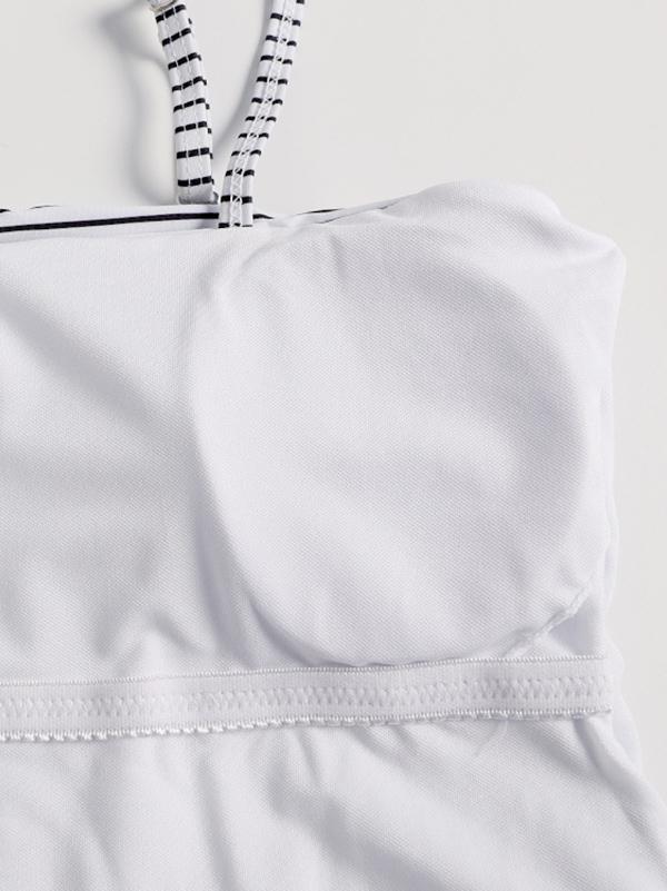 Striped Backless One-Piece Swimsuit