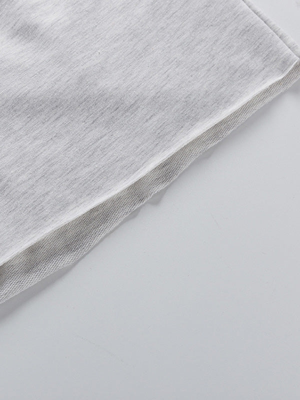 Simple Gray High Waisted Drawstring Sports Shorts