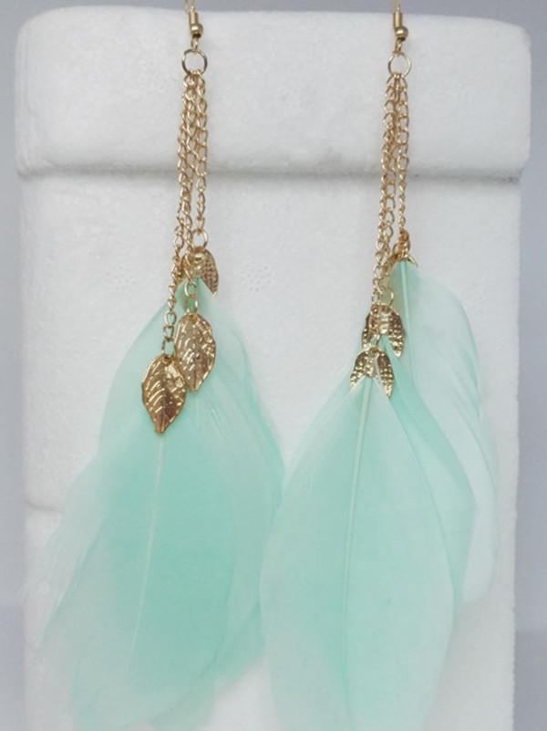 Fashion Popular Bohemia Feather Shape Style Alloy Earrings