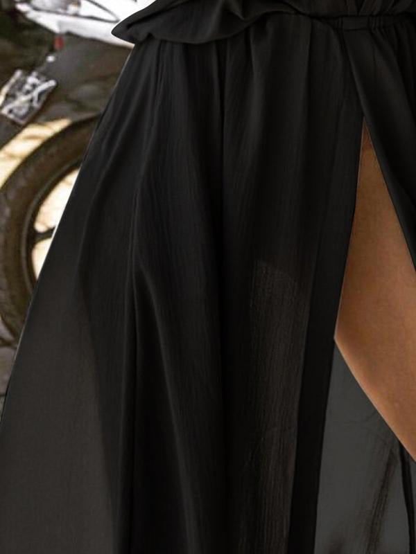 Deep V-neck Maxi Shirtdress