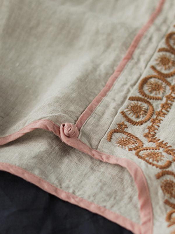 Retro Linen Embroidered T-shirts