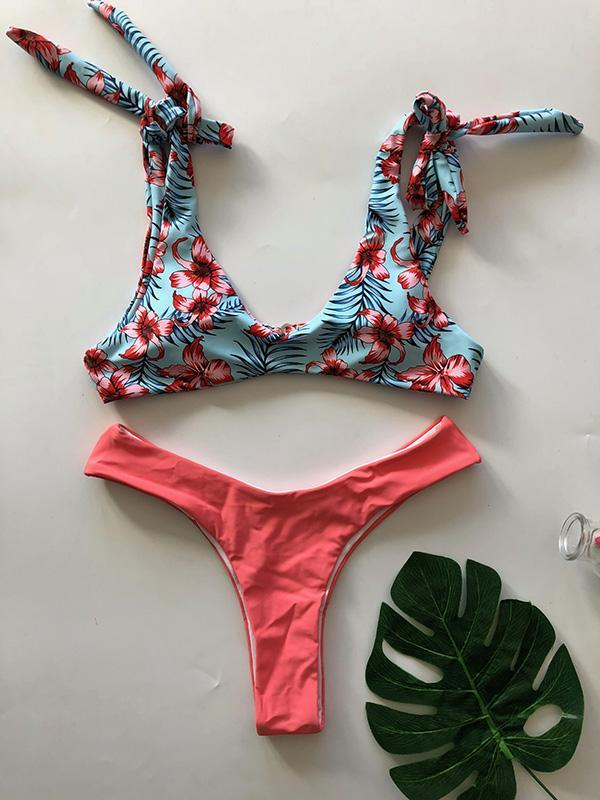 Plain Bottom Bikinis Swimwear