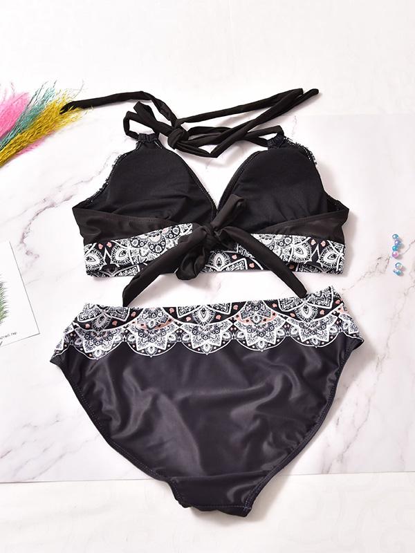 Plus Size Lace Up Bikini Swimsuit