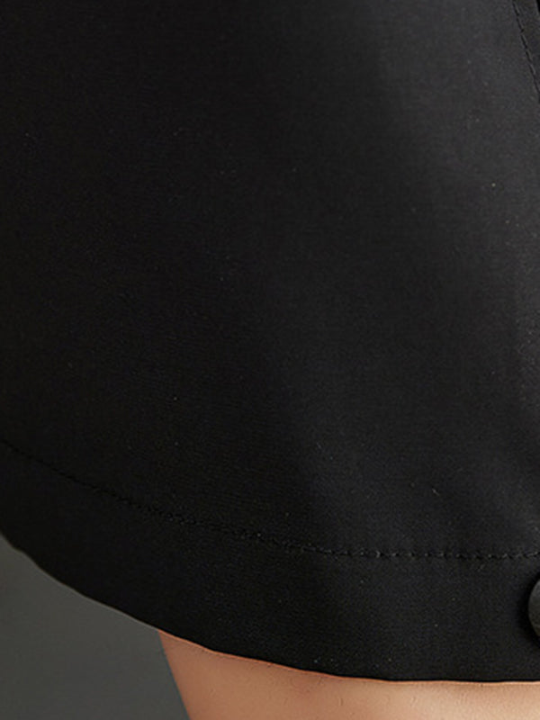 Casual Split-Side Solid Color Hooded Drawstring Long Sleeves Midi Dress