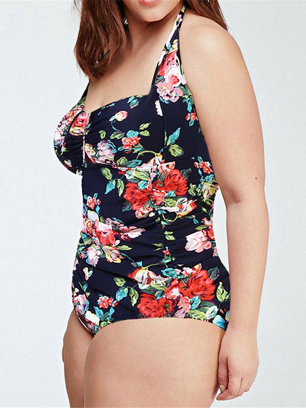 Retro Printed Plus Size Swimwear