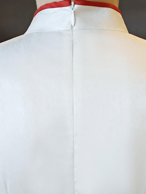 White Lotus Side Split Long Cheongsam