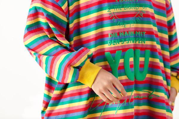 Casual Print Stripe O-neck Loose Top