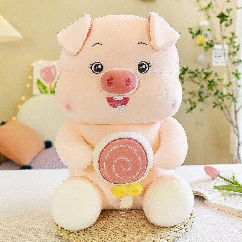 35-55cm lovely Plush Toy Cute Pink pig Doll Cartoon Animal pig Cloth Doll Lucky Cabbage lollipops Christmas Birthday Gift