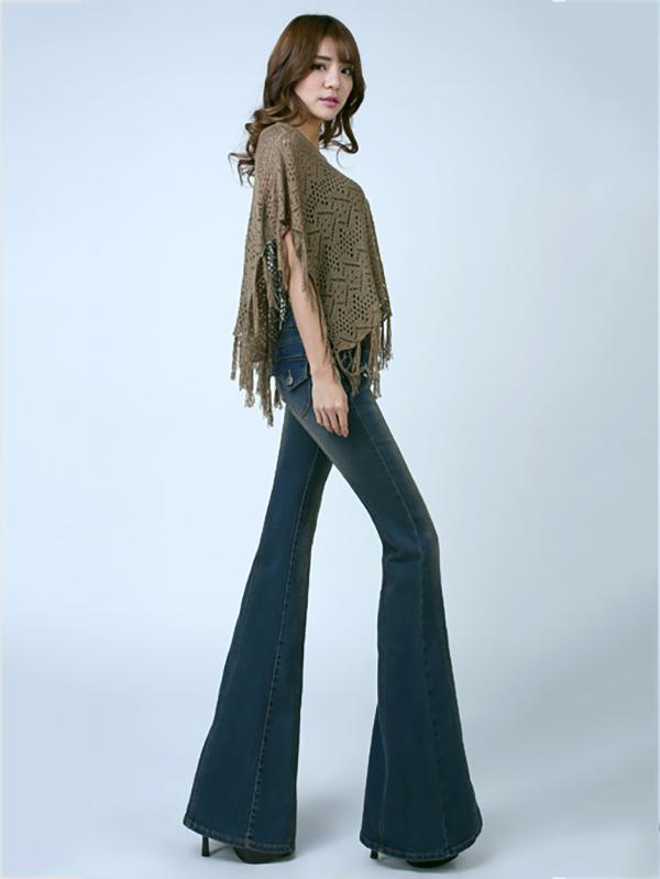 Long Fashion Retro Slim Jeans with Broad Bottoms
