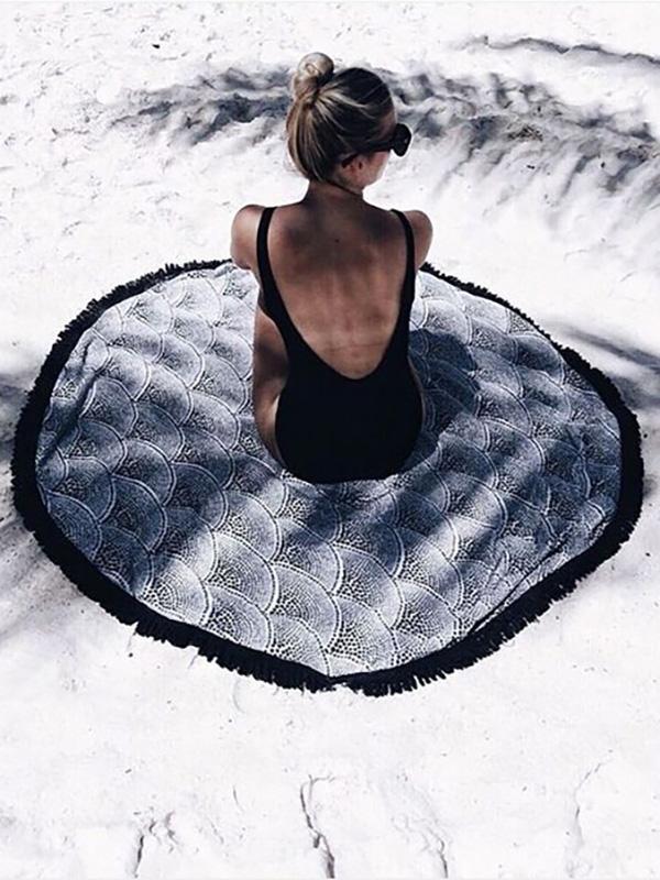 Popular Bohemia Black Tassels Round Beach Mat Yoga Mat