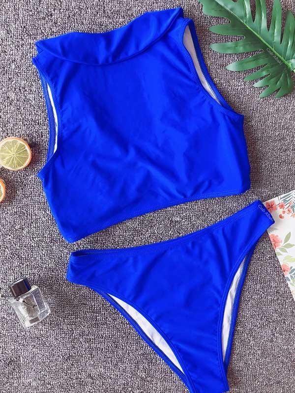 Plain Wire Free Bikinis Swimwear