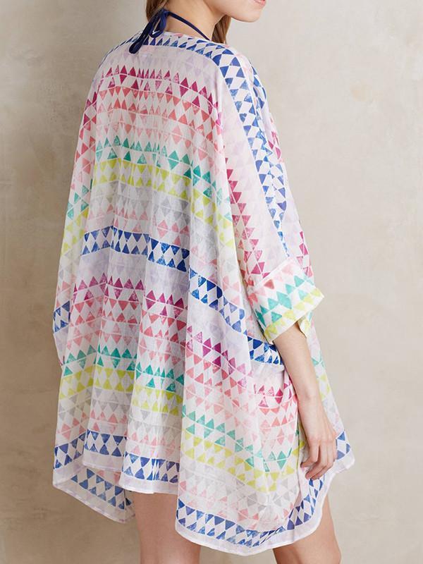 Chiffon Beach Vacation Half Sleeve Cape Mask Cover-ups