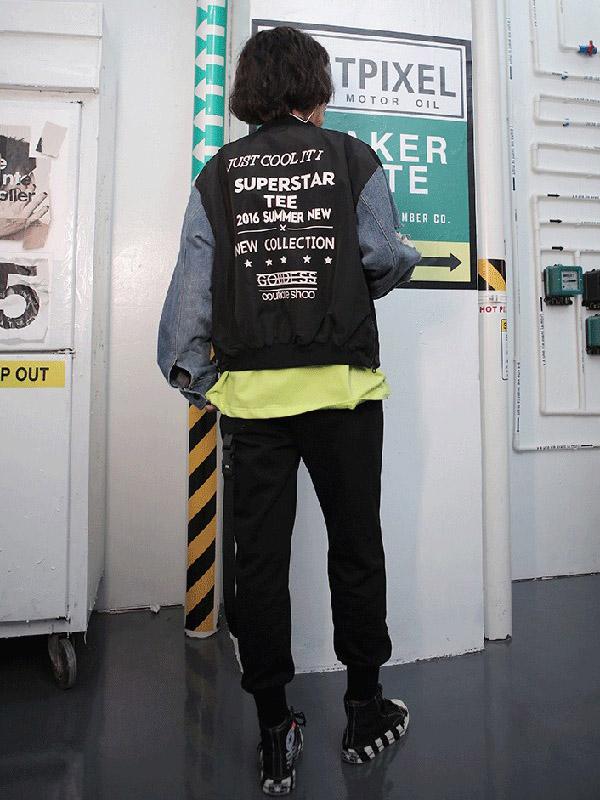 Hip-hop Split-joint Shredded Street Jeans Jacket