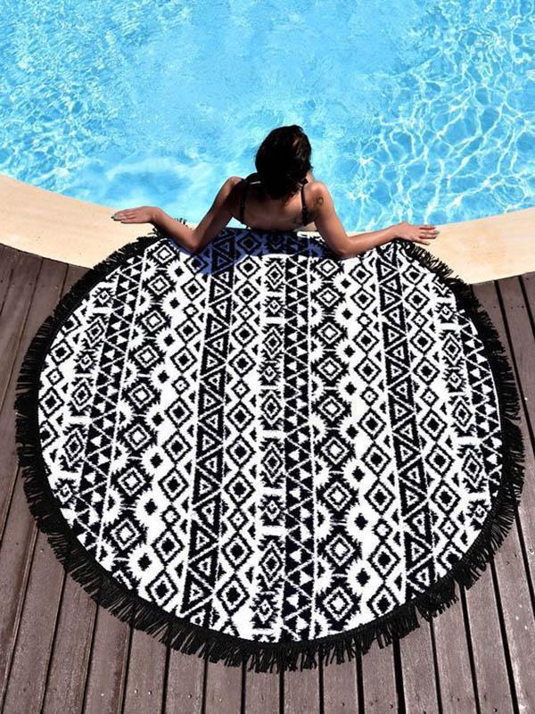 Popular Black Tassels Round Beach Mat Yoga Mat
