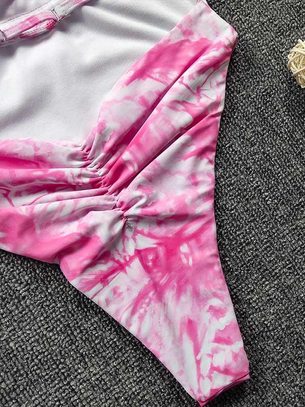 Tie-Dyed Backless One-Piece Swimwear