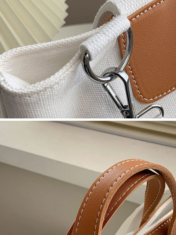 Casual Contrast Color Canvas Tote Bag