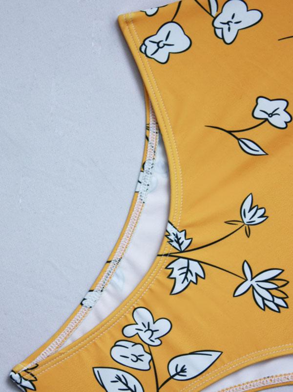 Leaf Pattern Printed One-piece Swimwear