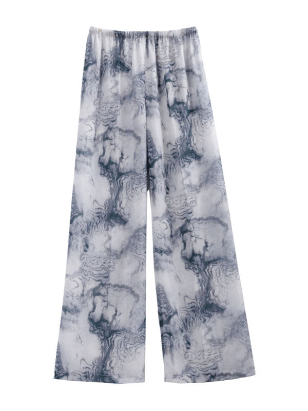 Casual Splash-ink Printed Wide Leg Pants