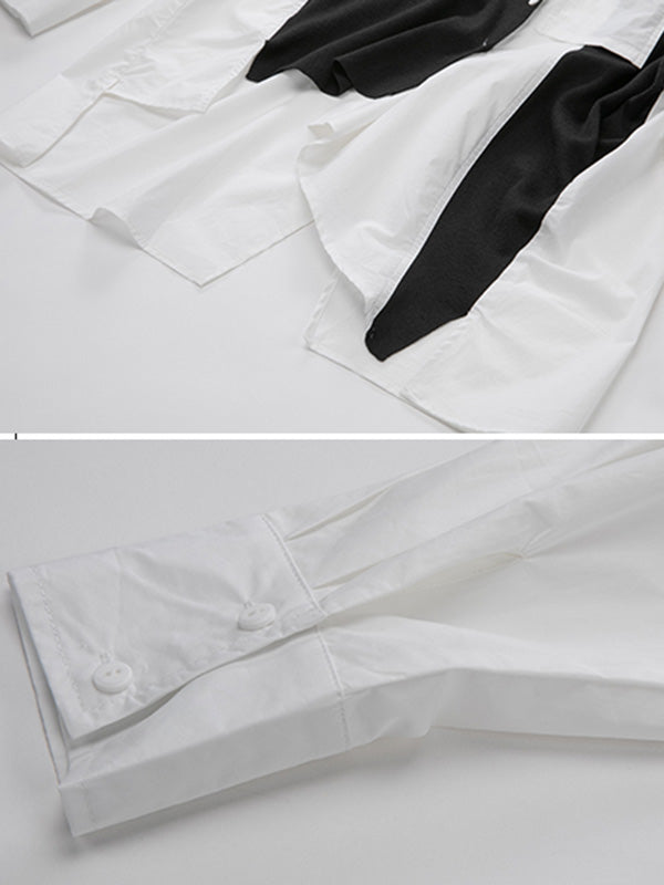 Stylish Asymmetric Split-Joint High-Low Irregular Clipping Split-Back Blouse