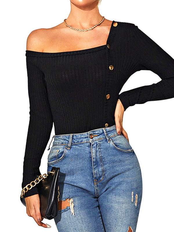 Original Skinny One-Shoulder Irregular T-Shirt Top