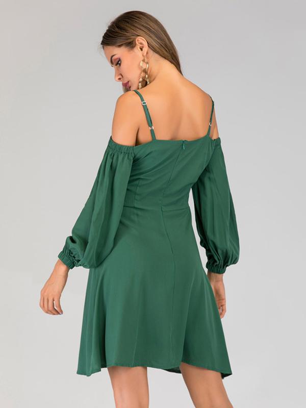 Going Out Fastener Solid Mini Dresses