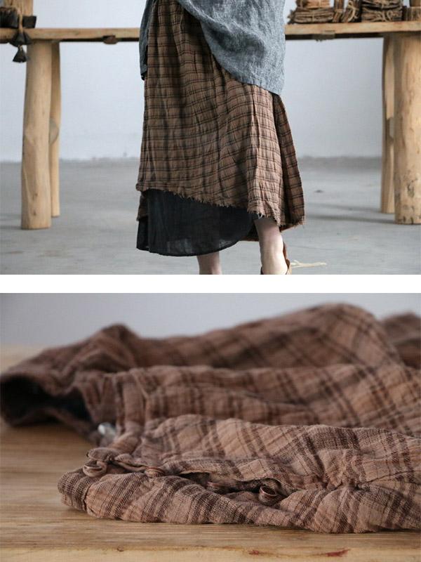 Retro Plaid Double-deck Skirt