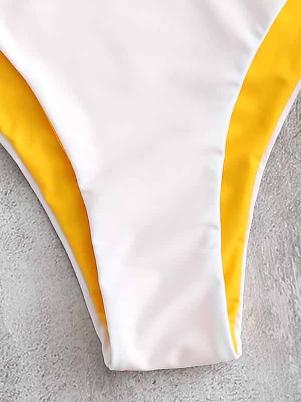 Strapless Knotted Short Sleeves Split Type Bikini Swimsuit