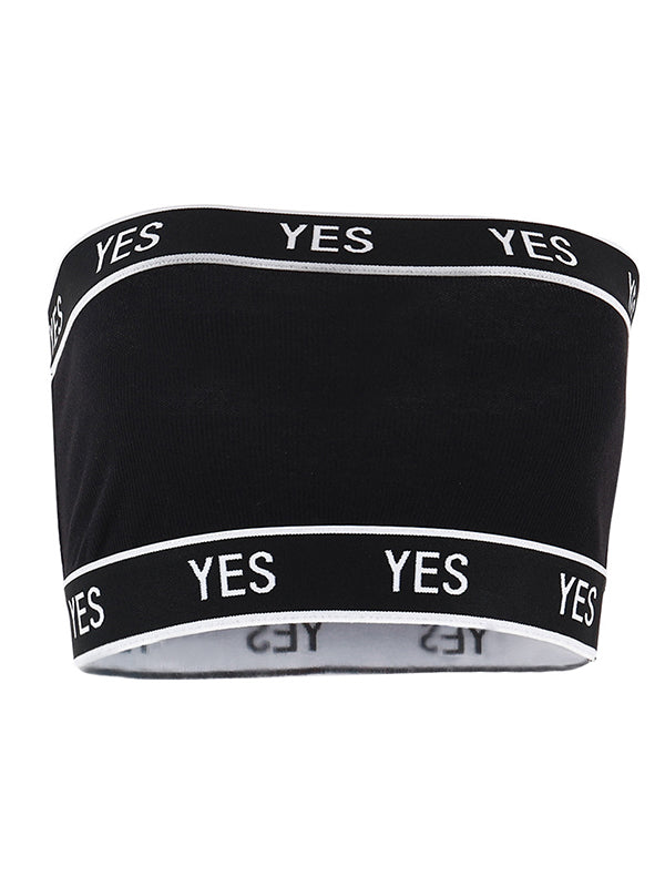 Stylish Letter Print Strapless Bra