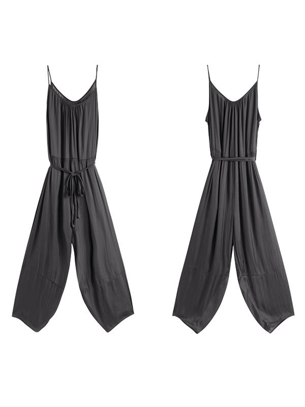 Black Loose Split-joint Sleeveless Jumpsuits
