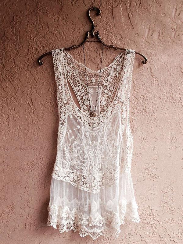 Lace Hollow Cover-up Top