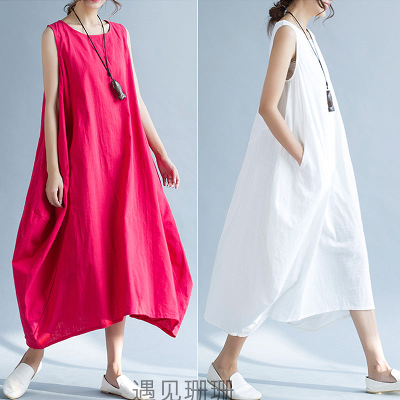 NEW ARTISTIC SOLID SLEEVELESS DRESS