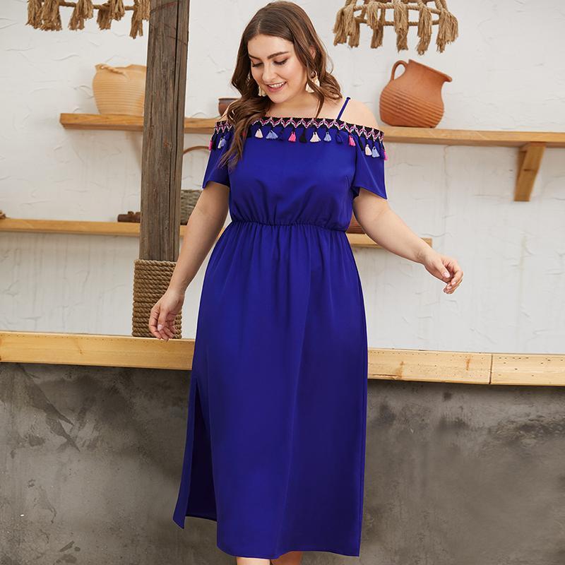 Plus Size Off-the-Shoulder Long Dress